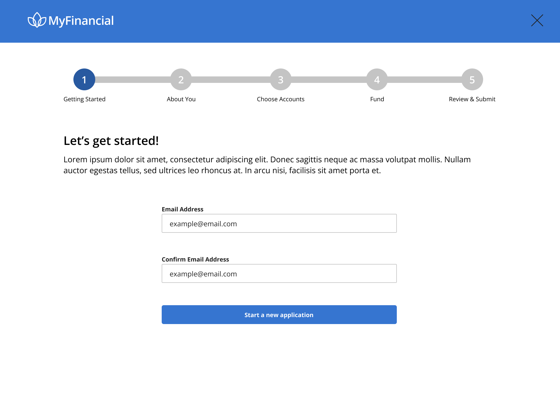 Account opening, step one