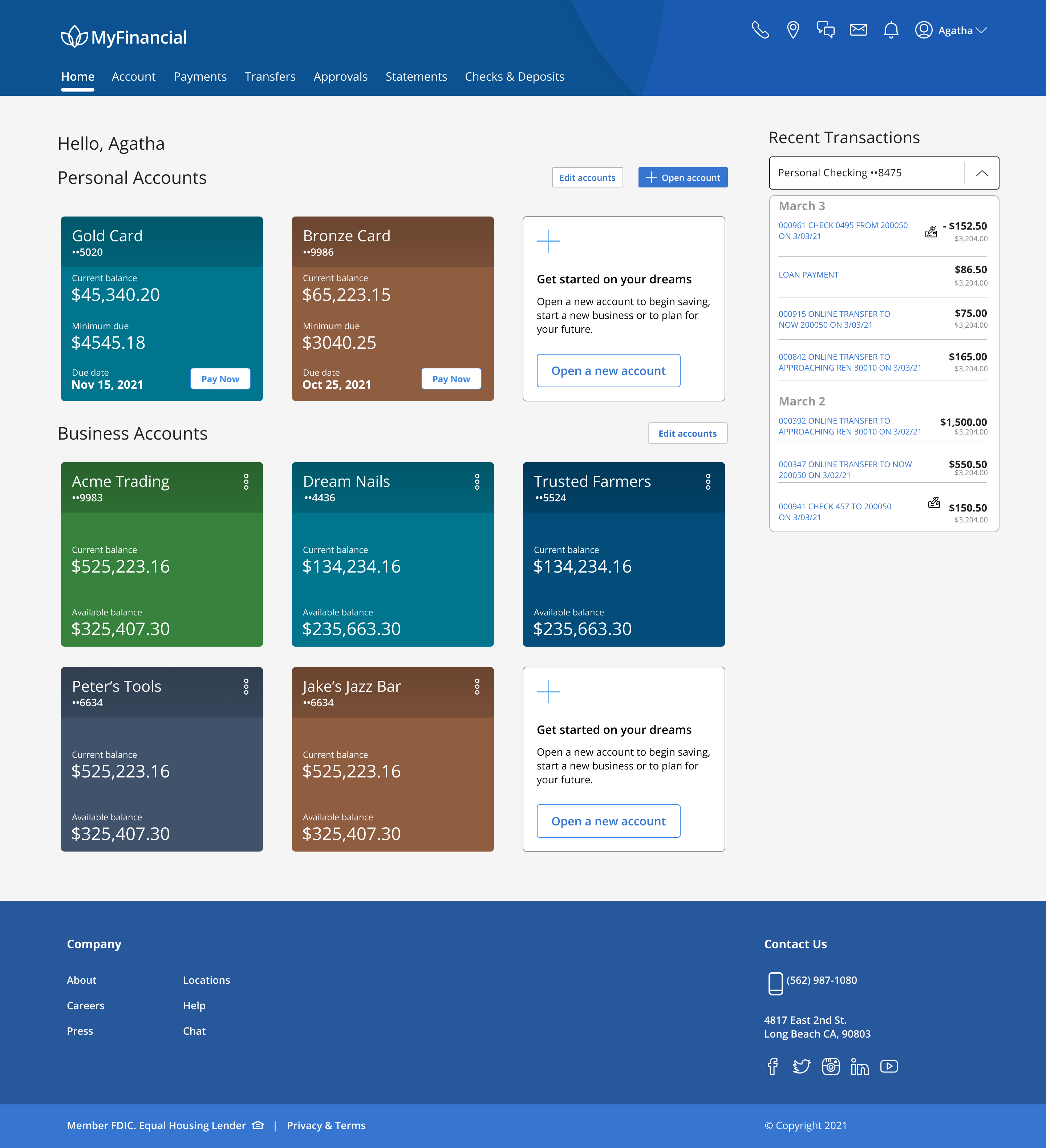 MyFinancial account home